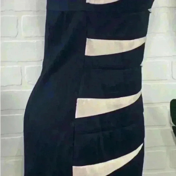 Scarlett Nite One Shoulder Black and Cream Dress - Picture 2 of 6